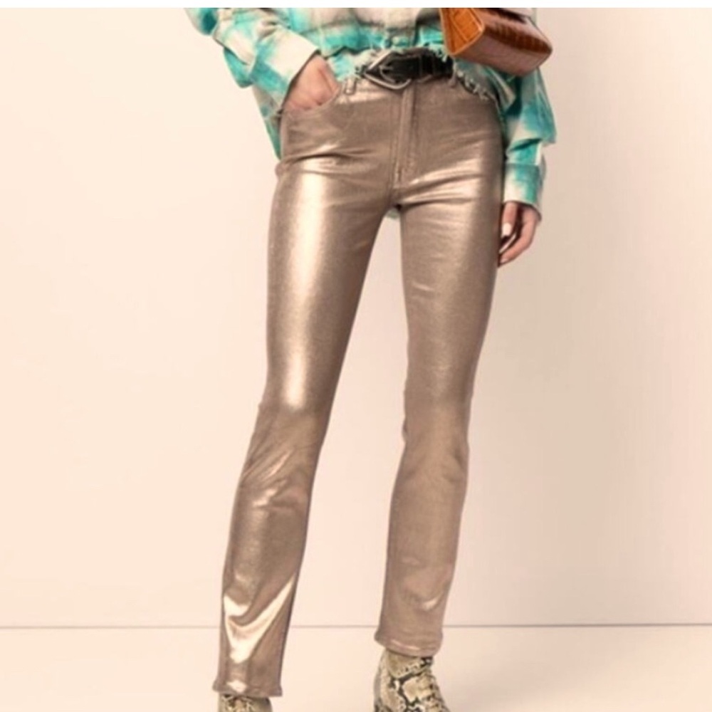 NWT MOTHER The Mid Rise Dazzler Ankle Jean in Heavy Metal Wash Size 24